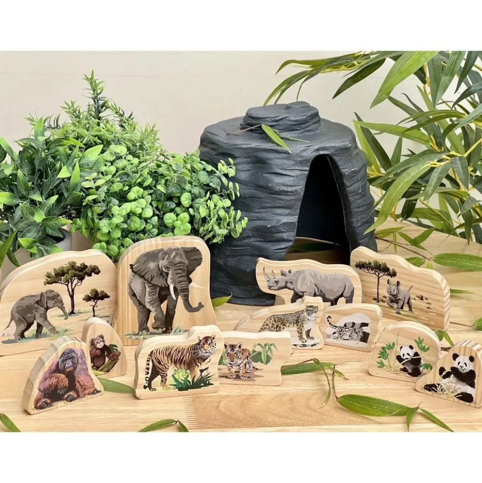 Endangered Animal Families Wood Characters - 12pcs