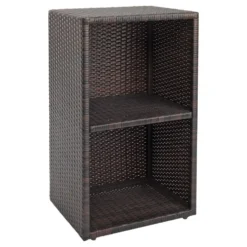 Environments® Indoor/Outdoor Wicker Side Table with Wicker Shelf