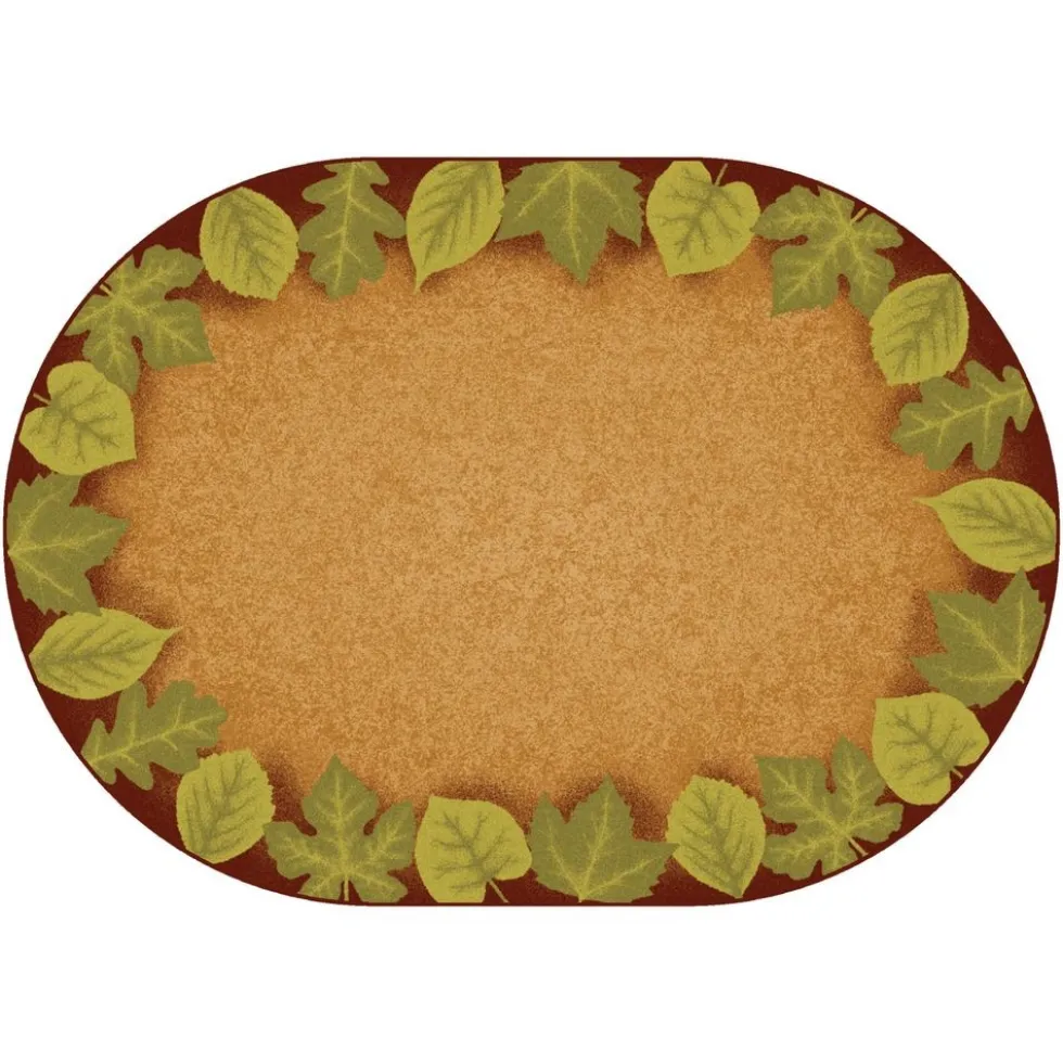 Environments® Medium Earthtones Leaf Places - 6' X 9' Oval