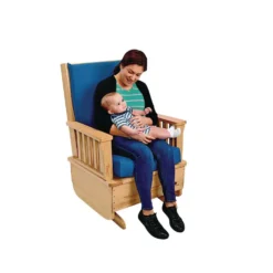 Environments® Premium Easy-Care Glider Rocker with Blue Cushion