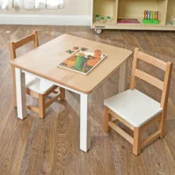 Environments® White & Natural Toddler Chair & Table Set