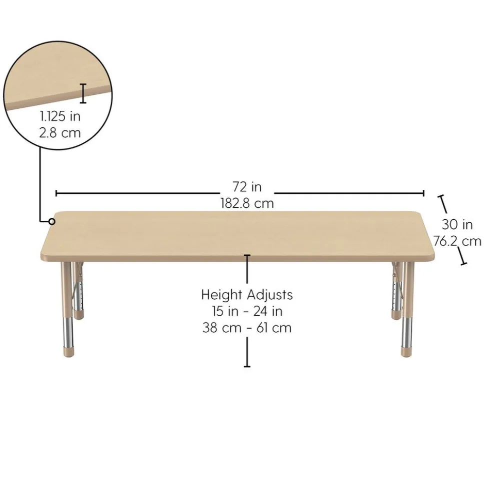 Environments® 30" x 60" Rectangle Activity Table with Adjustable Chunky Legs - Maple/Maple