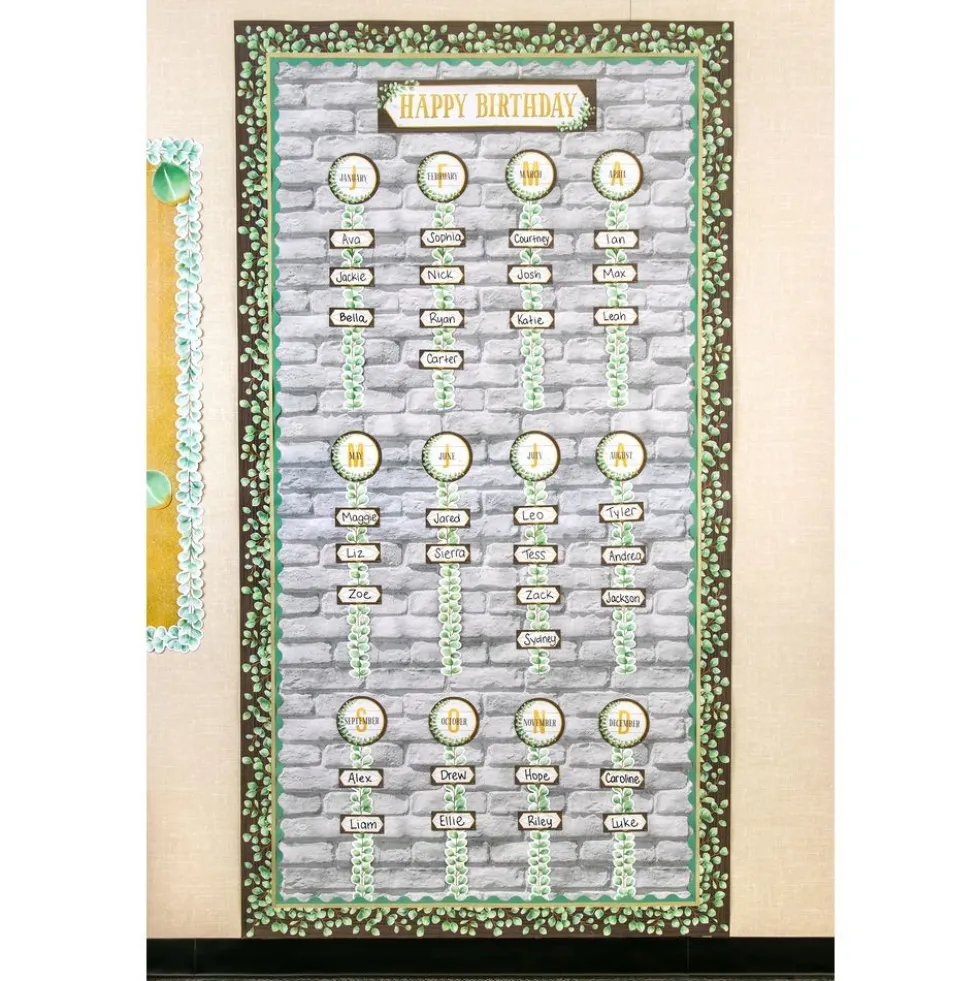 Eucalyptus Happy Birthday Bulletin Board - 70 Pieces