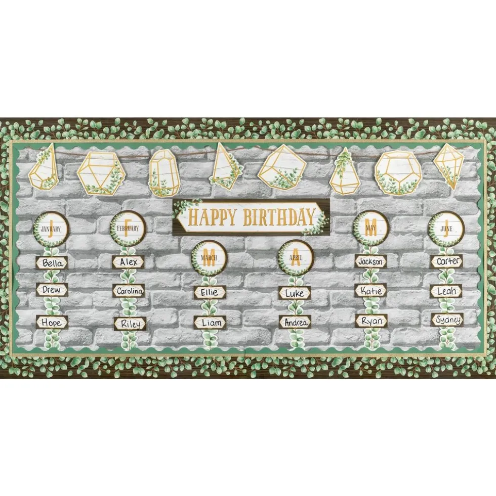 Eucalyptus Happy Birthday Bulletin Board - 70 Pieces