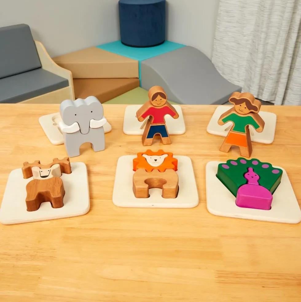 Excellerations® Chunky Wood Animal Puzzles, Set of 6
