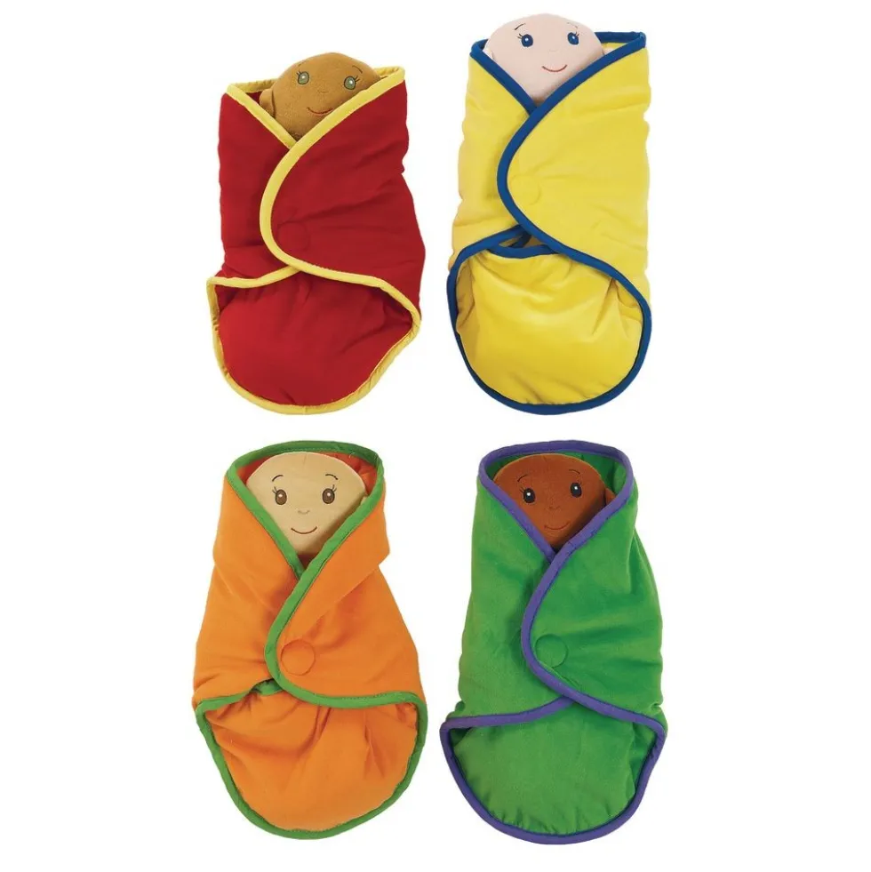 Excellerations® 14" Dolls with Swaddle Blanket & Removeable Diapers Set of 4