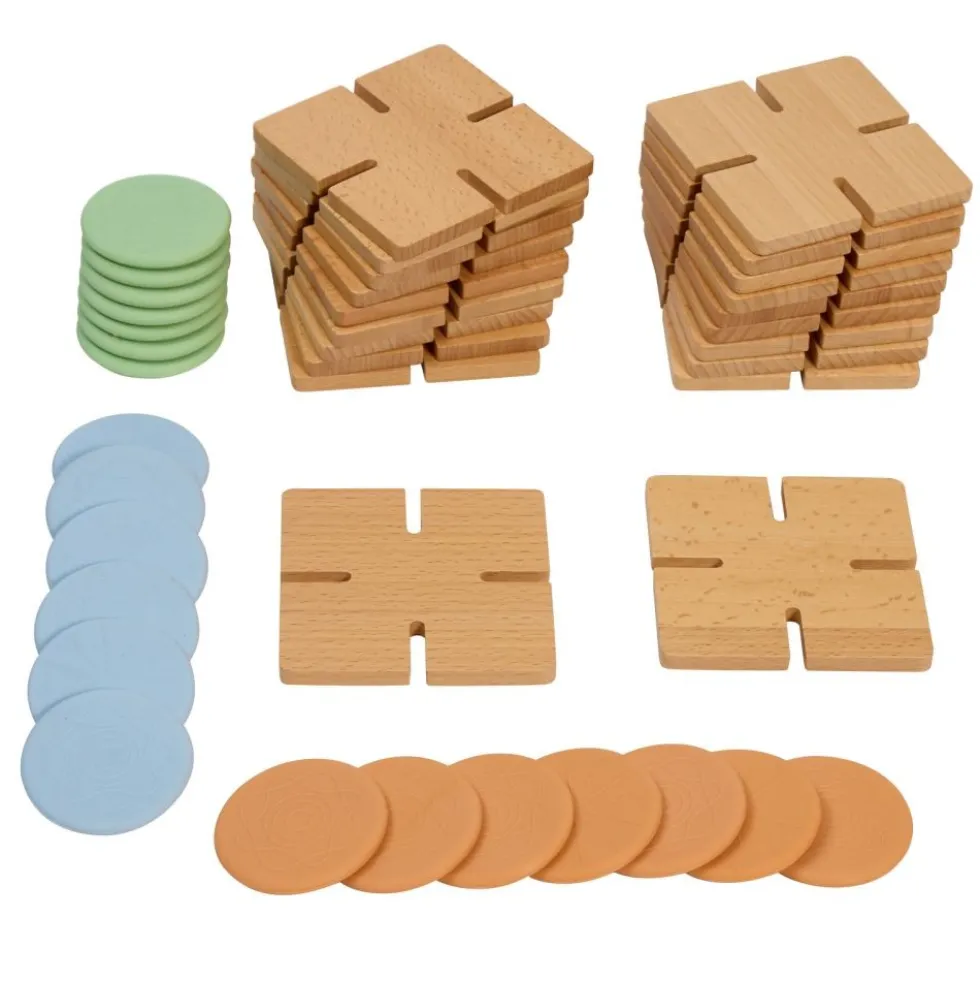 Excellerations® Interlocking Wood and Silicone Shapes - 40pcs