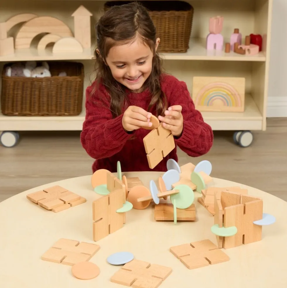 Excellerations® Interlocking Wood and Silicone Shapes - 40pcs