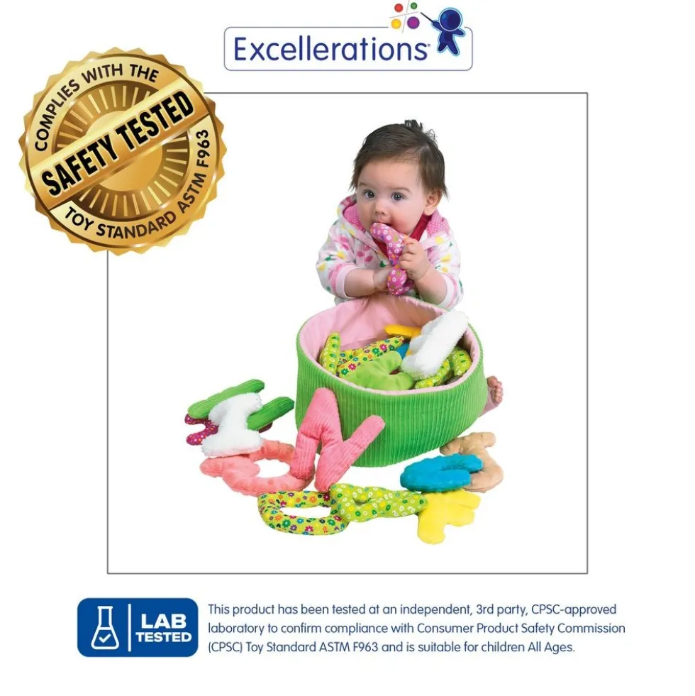Excellerations® 5" Jumbo Premium Soft Sensory Alphabet Letters with Basket for Toddlers