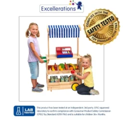 Excellerations Mobile Market Stand with Trays and Canopy