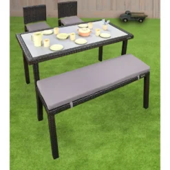 Excellerations® Outdoor Wicker Set - Table, Bench, & 2 Chairs 26