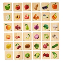 Excellerations® Reversible Wooden Vegetable & Fruit Tiles - Set of 36 Tiles