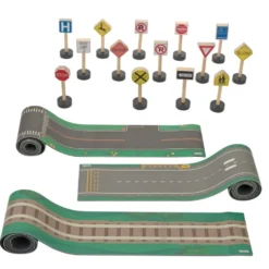Excellerations® RouteRunner™ Roll Up Roadway Play Mats & Traffic Signs