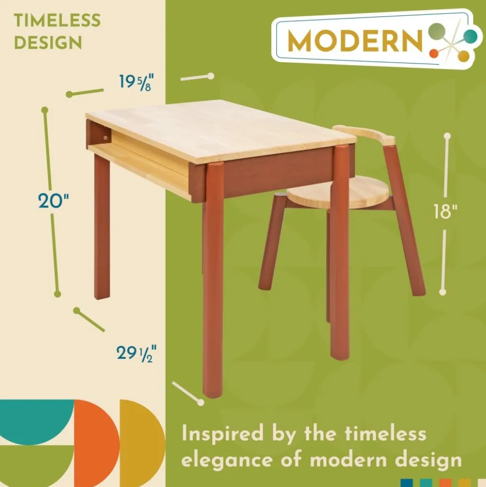 Excellerations® Rubberwood Desk and Seat Set