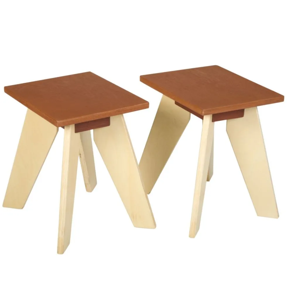 Excellerations® Sustainable Rubberwood Play Stools Set of 2