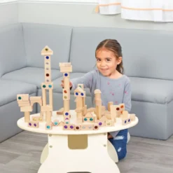 Excellerations® Wooden Gems and Building Blocks Set - Kit of 100 with Tray