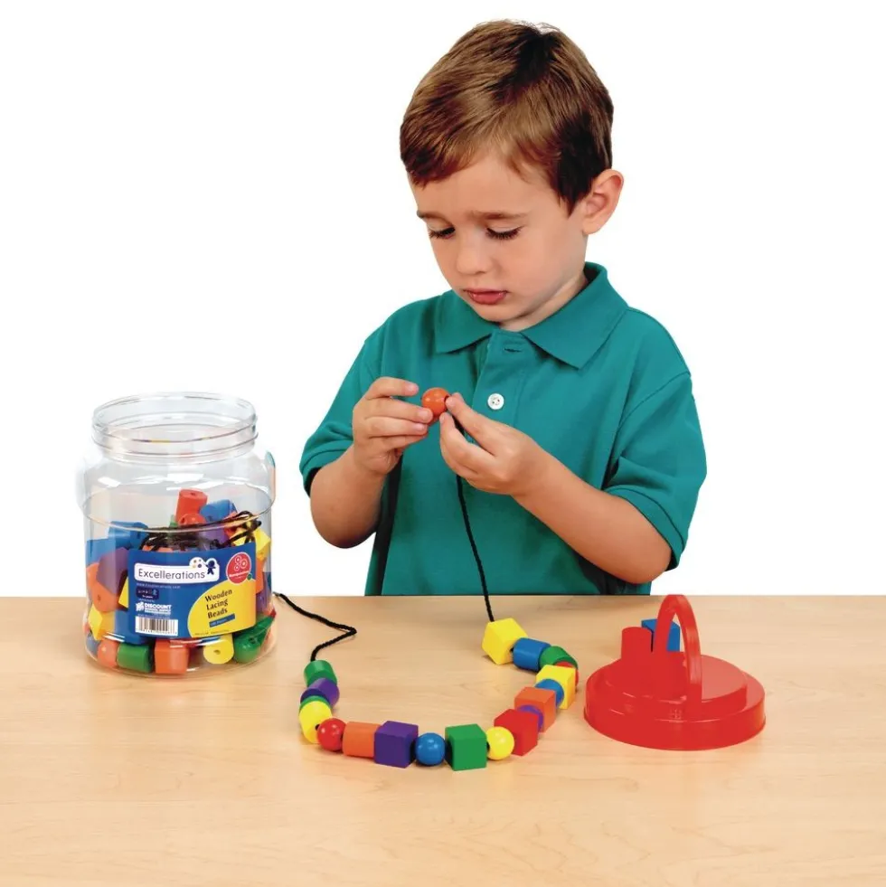 Excellerations® Wooden Lacing Beads - 108 Pieces