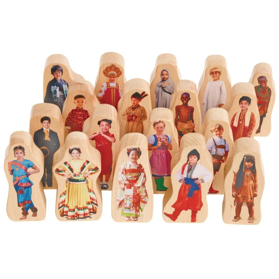 Excellerations® Wooden Photo Blocks Multicultural People Set of 18