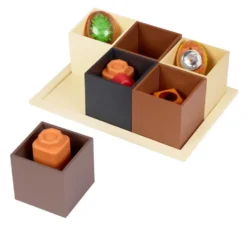 Excellerations® Wooden Sorting Boxes - Rainbow & Natural Colors - Set of 12 with Trays