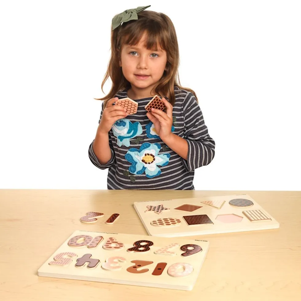 Excellerations® WoodWonders™ Shapes and Numbers Puzzles Natural - Set of 2