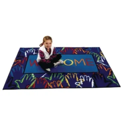 Hands Together Welcome 4' x 6' Rectangle Kids Value Carpet