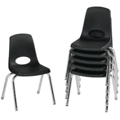 14"H Black Stacking Chairs - Set of 6