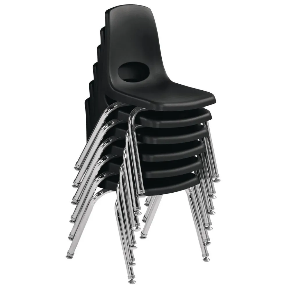 14"H Black Stacking Chairs - Set of 6
