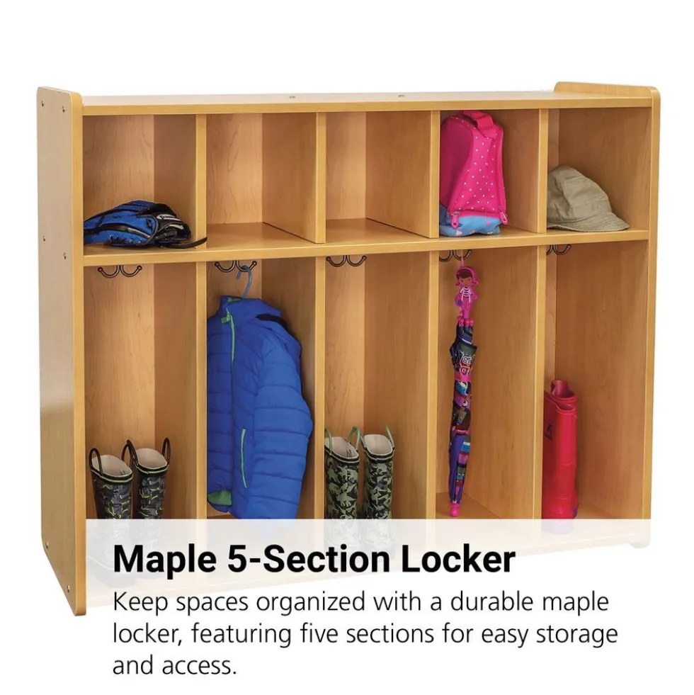 38" High 5-Section Locker - Maple/Maple, Assembled