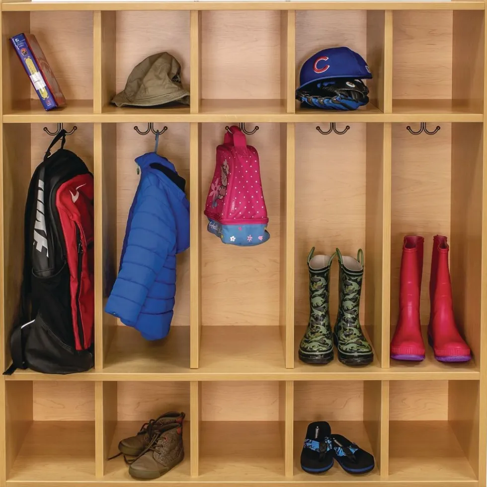 48" High 5-Section Locker - Maple/Maple, Assembled