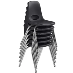 16in Black Stack Chair with Swivel Glides - 6 Pack