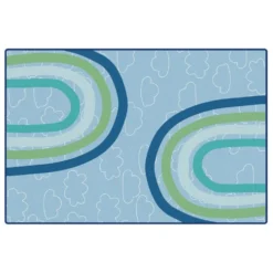KIDSoft Large Rainbows Blue 6'x9'