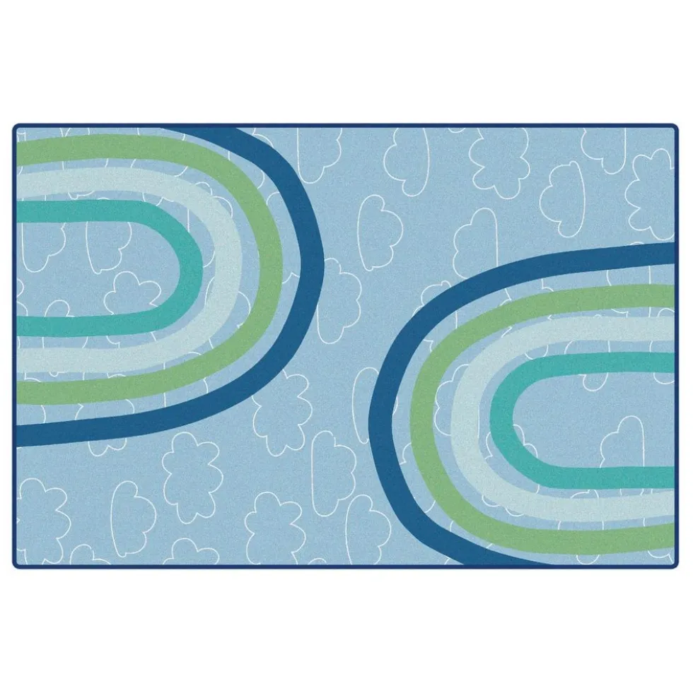 KIDSoft Large Rainbows Blue 4'x6'