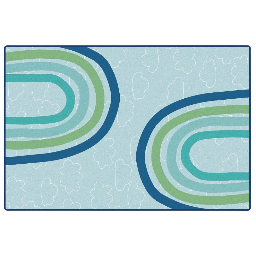 KIDSoft Large Rainbows Green 6'x9'