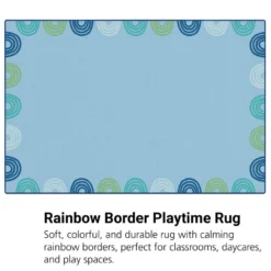 KIDSoft™ Rainbows Border Blue 6' x 9'