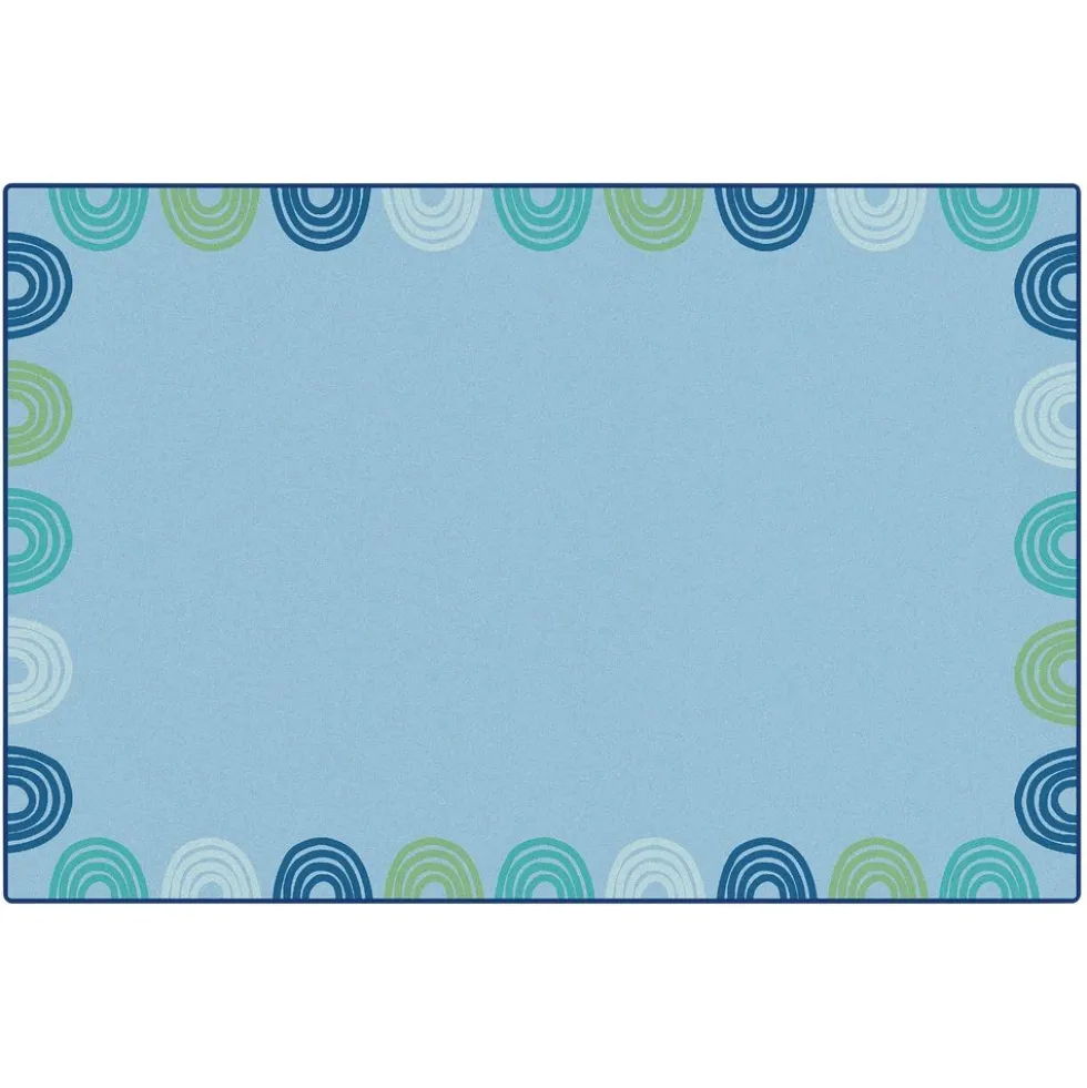 KIDSoft™ Rainbows Border Blue 6' x 9'