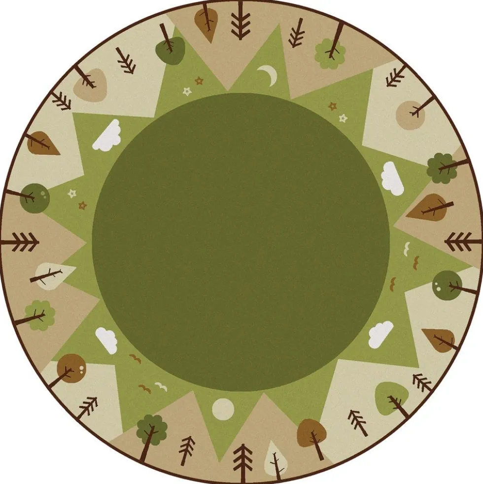 KIDSoft Tranquil Mountain Rug - Green 6' Round