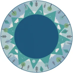 KIDSoft Tranquil Mountain Rug - Blue 6' Round
