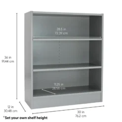 Laminate Bookcase 3-Shelf 36" Height - Gray