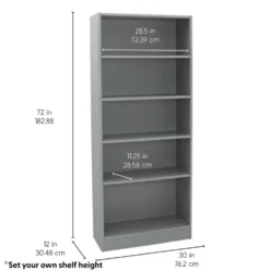 Laminate Bookcase 5-Shelf 72