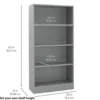 Laminate Bookcase 4-Shelf 60" Height - Gray