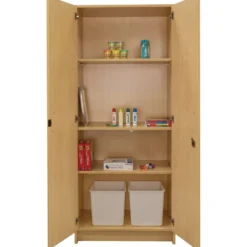 Locking Tall Laminate Storage - Maple/Maple, Ready to Assemble