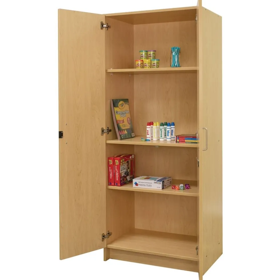 Locking Tall Laminate Storage - Maple/Maple, Ready to Assemble