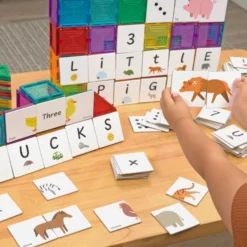 Magnetic Tiles, Letters, Numbers, & Animals Tile Toppers Kit - 260pcs