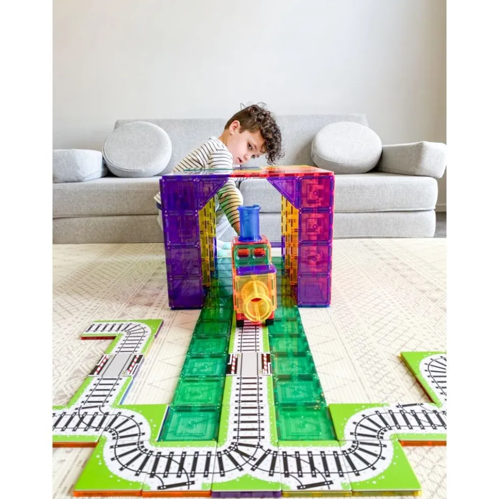 Magnetic Tile Toppers - Train Tracks - 36pcs