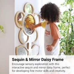 Mark Making Sequin & Mirror Daisy Frame - Red 30" x 22"