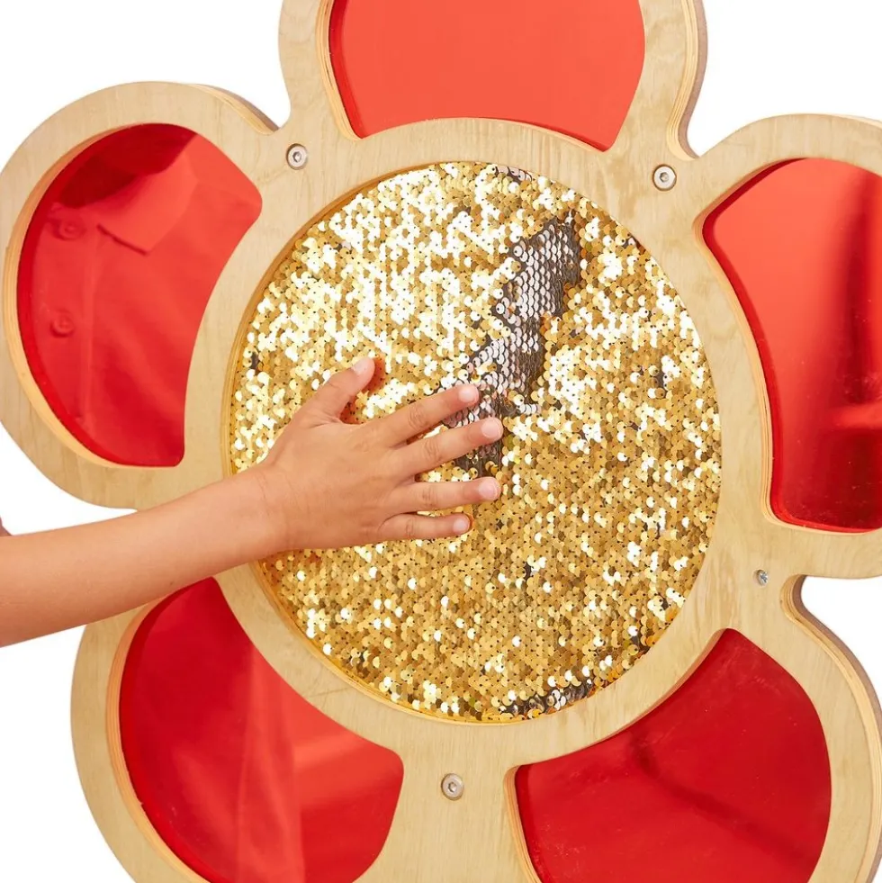 Mark Making Sequin & Mirror Daisy Frame - Red 30" x 22"