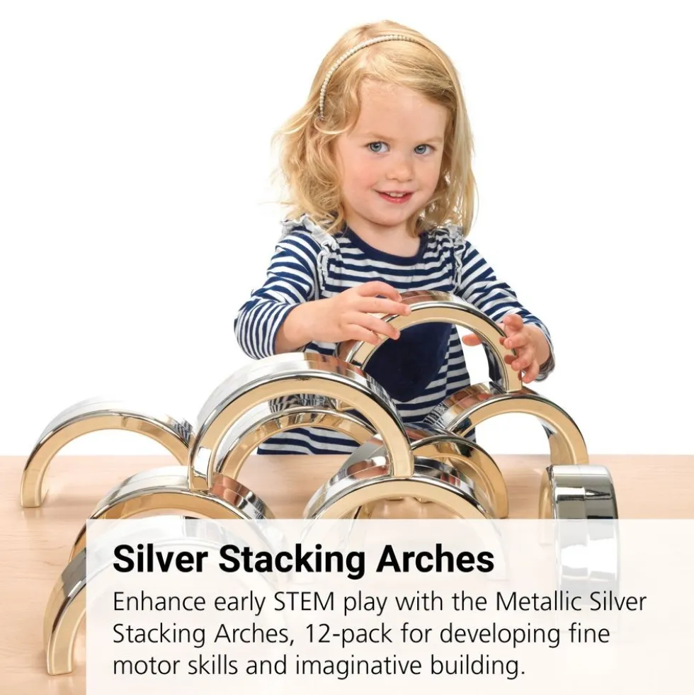 Metallic Silver Stacking Arches - 12 Pack