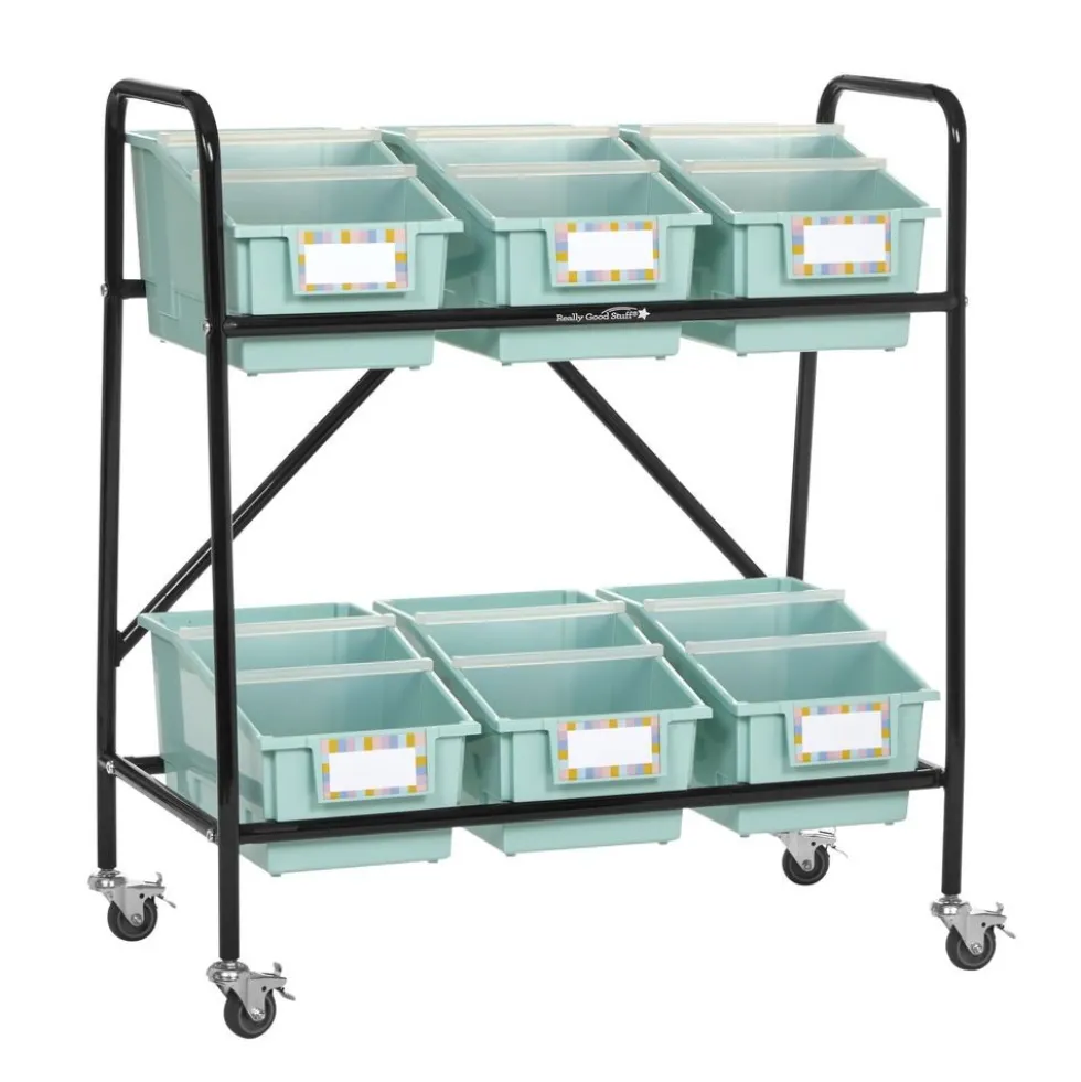 Mid-Size Mobile Storage Rack With Chapter Book Bins™ - 1 rack, 6 bins
