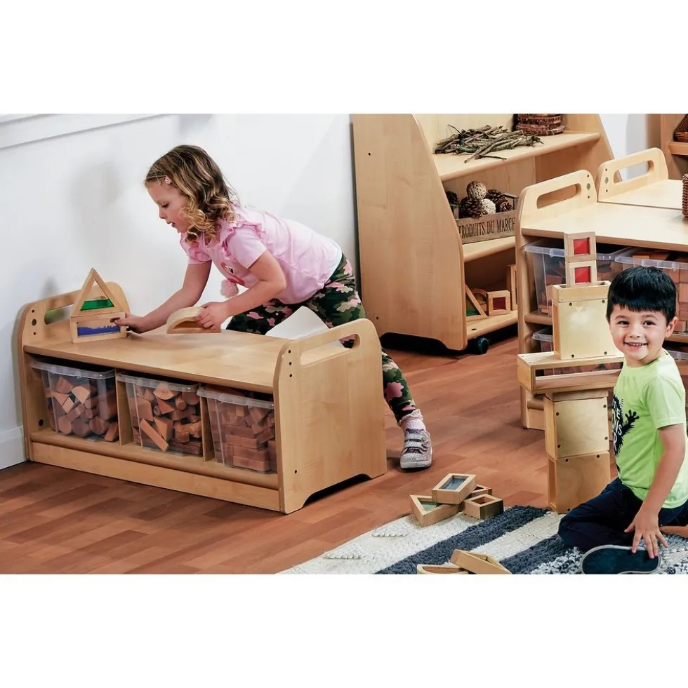 Millhouse™ Low Level Storage Bench with 3 Clear Tubs