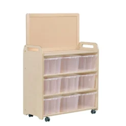 Millhouse™ Mobile Shelf Unit With Top Display Add-on and 9 Clear Tubs
